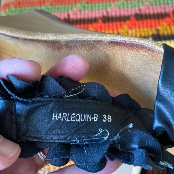 Patrizia Black Zipper Back Harlequin-B Wedge Sandles size 38 - Picture 3 of 11